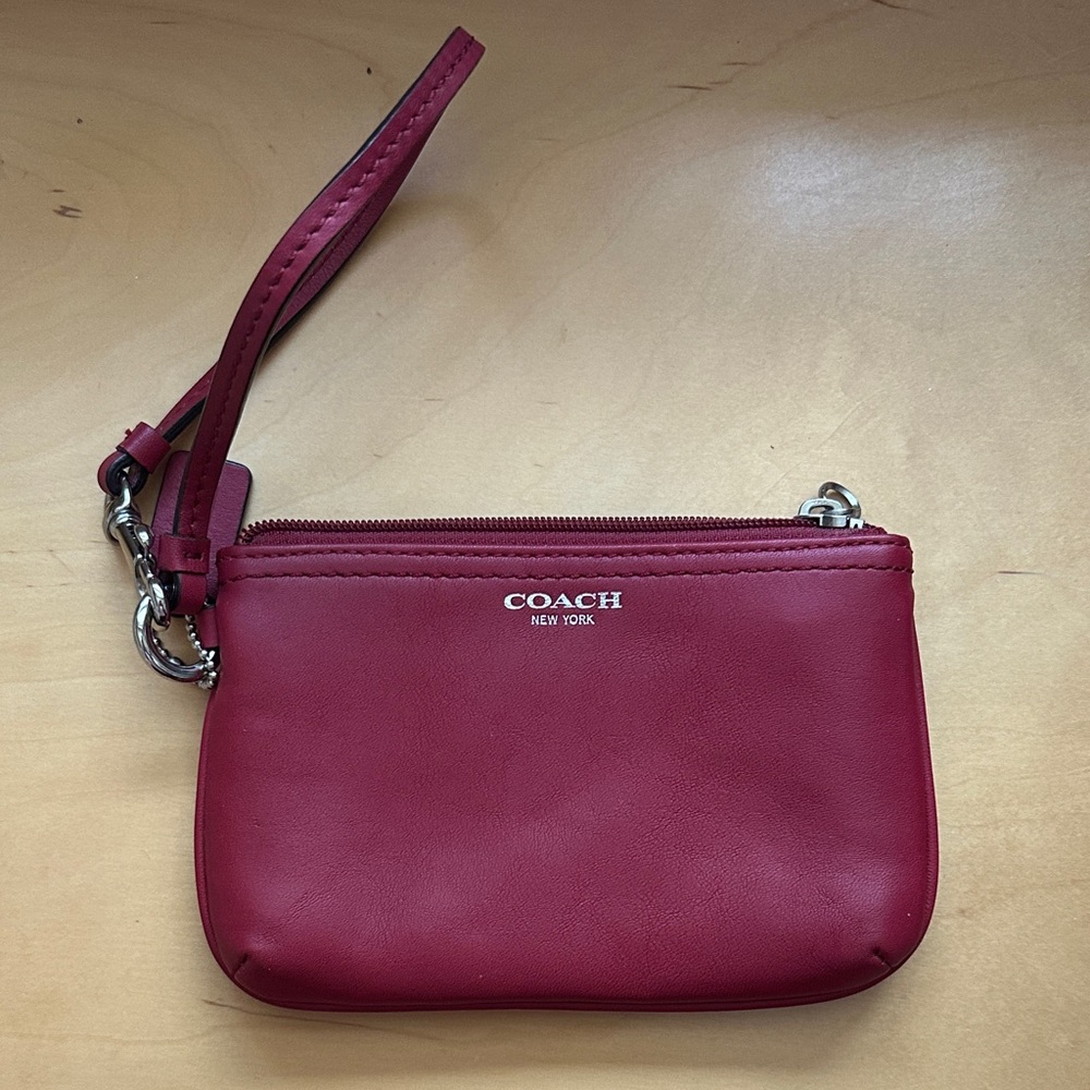 Coach Cherry Red Leather Wristlet